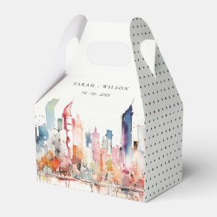 Chicago Illinois Watercolor Landscape Wedding Favor Box
