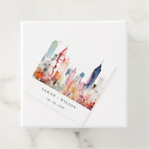 Chicago Illinois Watercolor Landscape Wedding Favour Tags