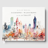 Chicago Illinois Watercolor Landscape Wedding