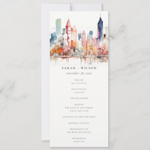 Chicago Illinois Watercolor Scape Wedding Program