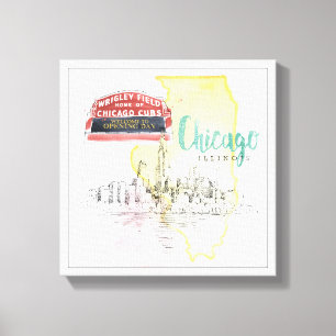 Chicago, Illinois Watercolor Sketch Image Canvas Print