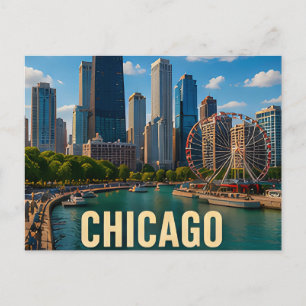 Chicago Illinois Waterfront Travel Gift Postcard