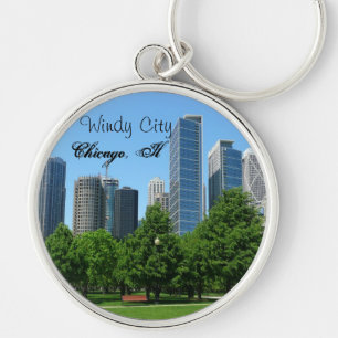 Chicago Illinois Windy City Park Buildings Destiny Keychain