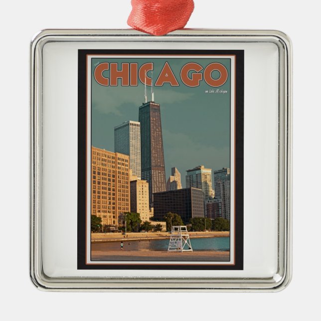Chicago - John Hancock Centre Metal Ornament (Front)