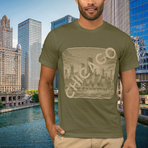Chicago Khaki Tan Name Graphic T-Shirt