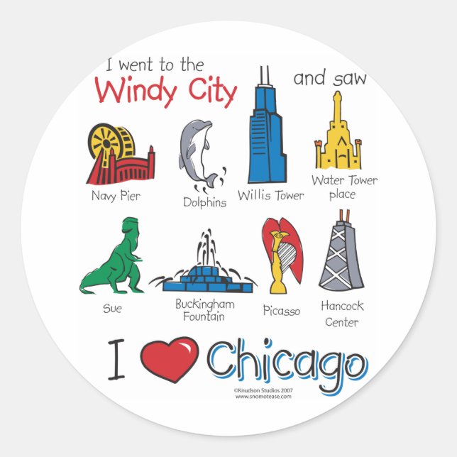 Chicago--kids-Icons-NEW-[Co Classic Round Sticker (Front)