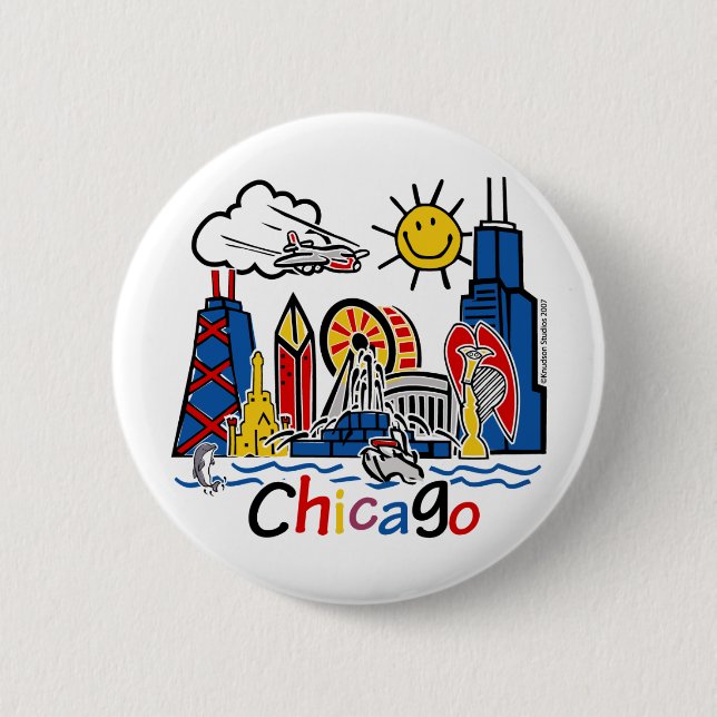 Chicago Kids Skyline 2 Inch Round Button (Front)