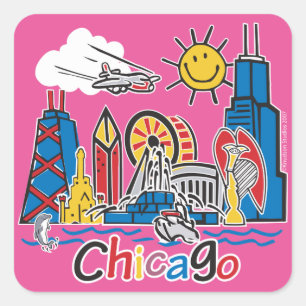 Chicago Kids Skyline Square Sticker