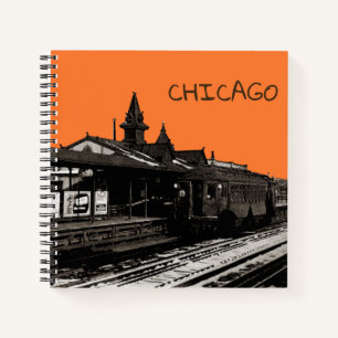 Chicago L 1950 Watercolor Sepia Photograph Subway Notebook