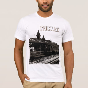 Chicago L 1950 Watercolor Sepia Photograph Subway T-Shirt