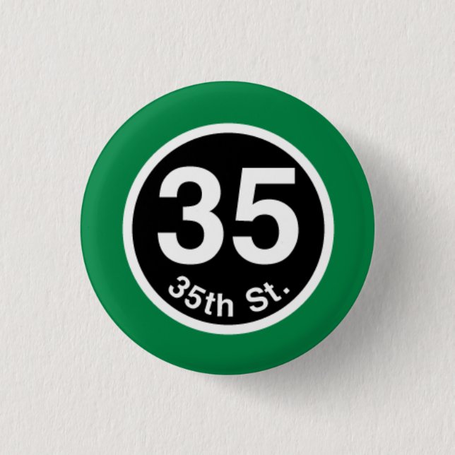 Chicago L 35th St. Green Line 1 Inch Round Button (Front)