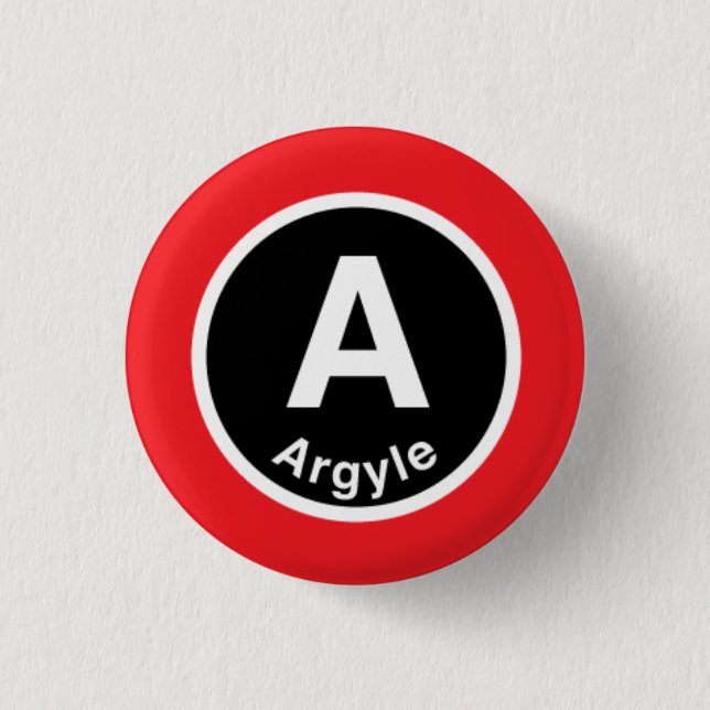 Chicago L Argyle Red Line 1 Inch Round Button (Front)