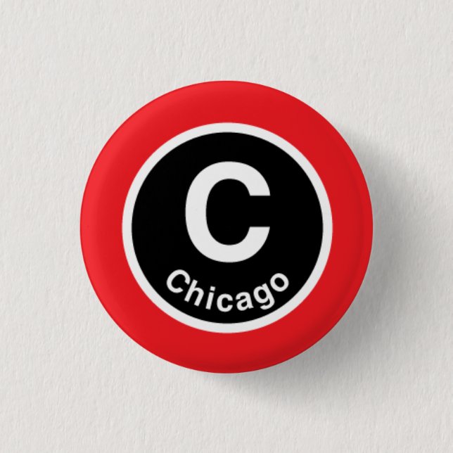 Chicago L Chicago Red Line 1 Inch Round Button (Front)
