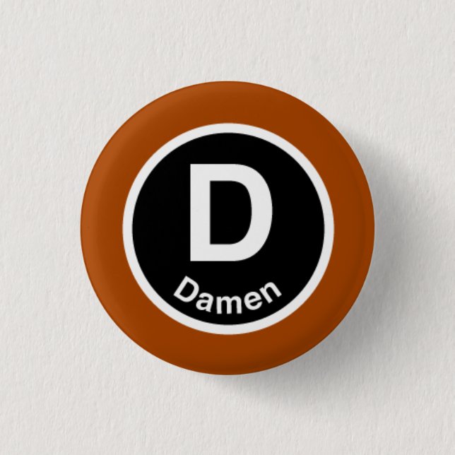 Chicago L Damen Brown Line 1 Inch Round Button (Front)