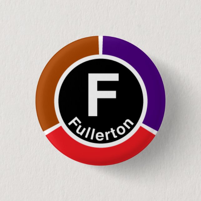 Chicago L Fullerton Brown/Red/Purple Line 1 Inch Round Button (Front)