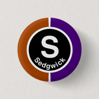 Chicago L Sedgwick Brown/Purple Line 1 Inch Round Button