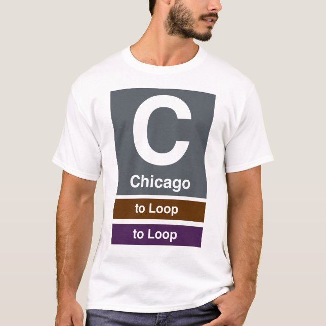 Chicago L Train Sign Chicago Stop T-Shirt (Front)