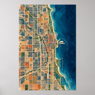 Chicago Lake Michigan Aerial Cityscape Wall Art