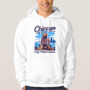 Chicago Lake Michigan Cozy Flannel Bear Hoodie
