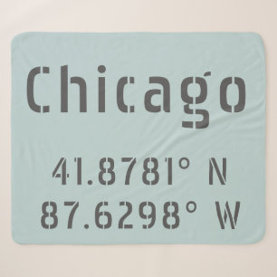 Chicago Latitude and Longitude Sherpa Blanket