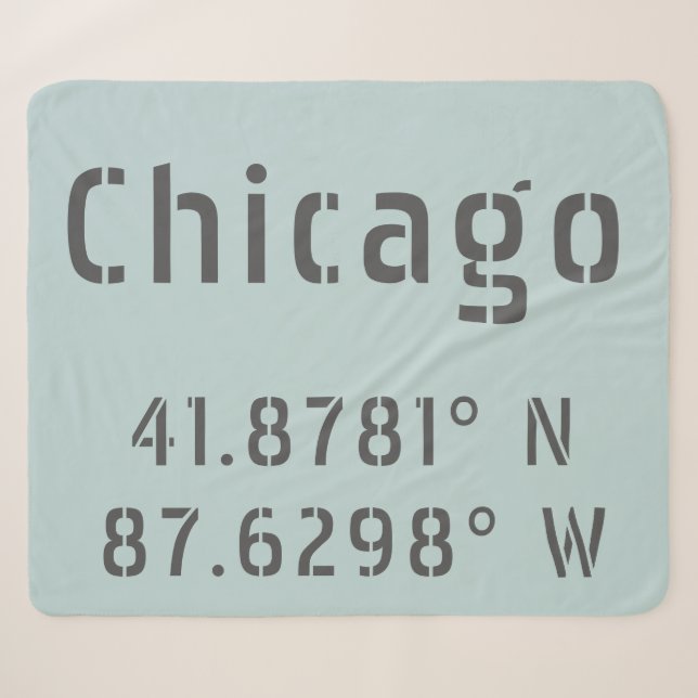 Chicago Latitude and Longitude Sherpa Blanket (Front (Horizontal))