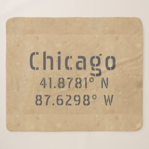 Chicago Latitude Longitude II Sherpa Blanket