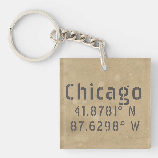 Chicago Latitude Longitude  Keychain (Front)