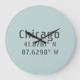 Chicago Latitude Longitude Large Clock