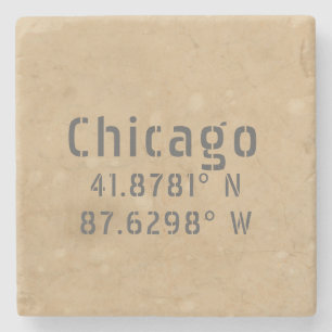 Chicago Latitude Longitude Stone Coaster