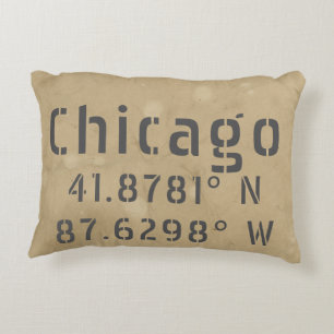 Chicago Latitude Longitude  Uban Accent Pillow