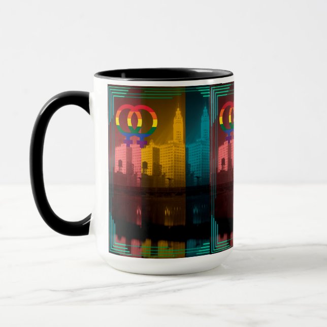 Chicago Lesbian Interest Colourful Pride Gay Mug (Left)