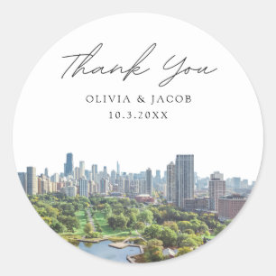 Chicago Lincoln Park Wedding Favour Photo Thank Yo Classic Round Sticker