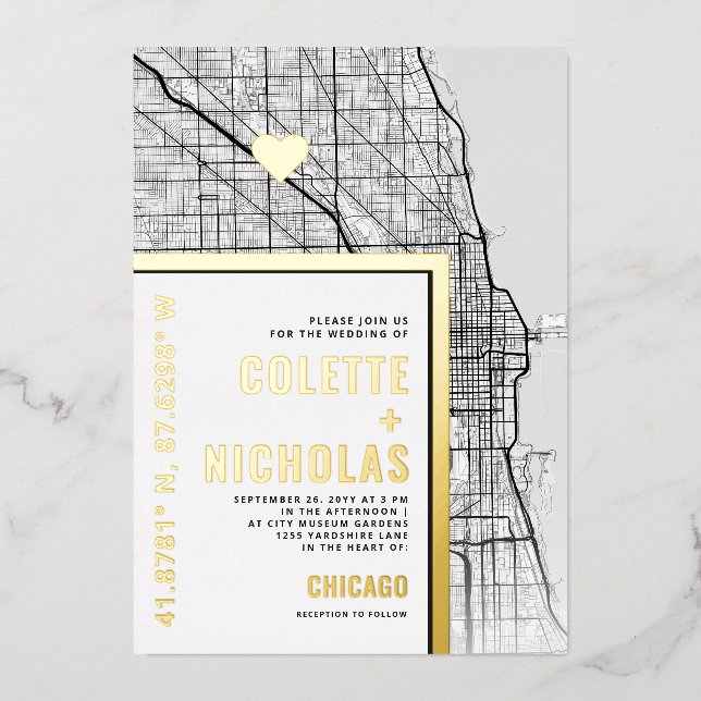 Chicago Love Locator | City Themed Wedding  (Front)