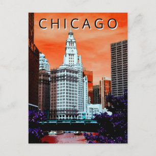 Chicago LT Wind City Watercolor Art Postcard