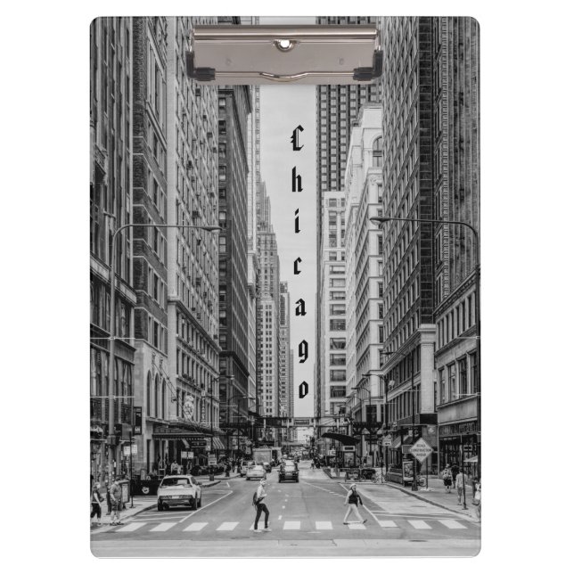 Chicago Madison Street Grayscale Clipboard (Front)