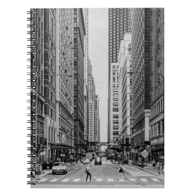 Chicago Madison Street Grayscale Notebook (Front)