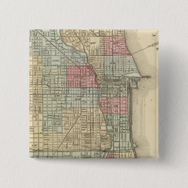 Chicago Map by Mitchell 2 Inch Square Button (Front)