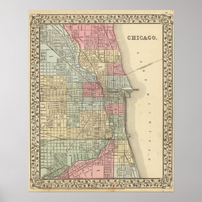 Chicago Map by Mitchell Poster (Front)