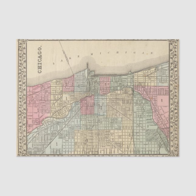 Chicago Map by Mitchell Tissue Paper (Front)