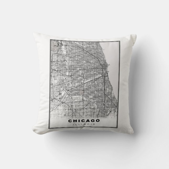 Chicago Map Throw Pillow (Front)