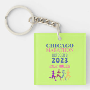 Chicago Marathon 2023 Green Custom Text  Keychain