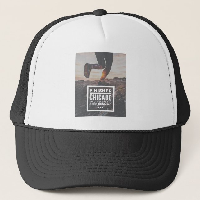 Chicago Marathon Finisher Run Running Race Trucker Hat (Front)