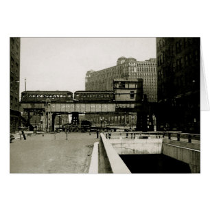 CHICAGO MERCHANDISE MART TROLLEY TRAIN WATERCOLOR