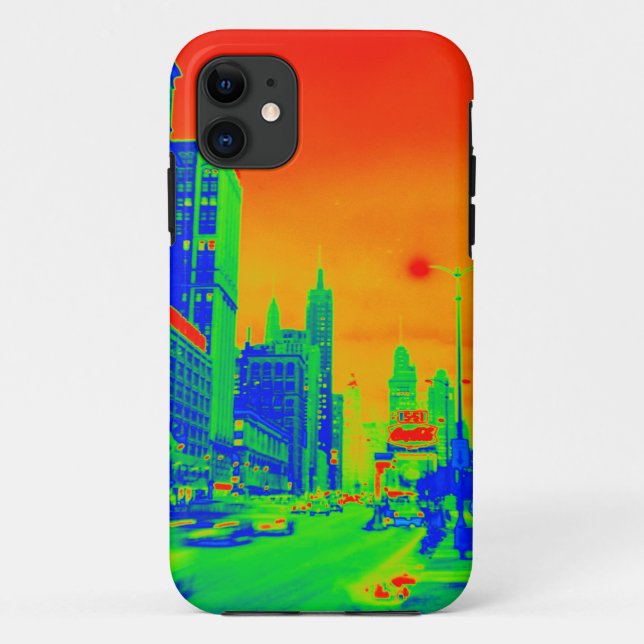 Chicago Michigan Avenue @ Night 1967 Neon Colourfu Case-Mate iPhone Case (Back)