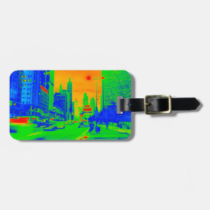 Chicago Michigan Avenue @ Night 1967 Neon Colourfu Luggage Tag
