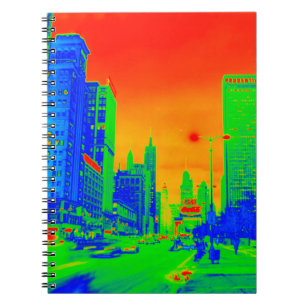 Chicago Michigan Avenue @ Night 1967 Neon Colourfu Notebook
