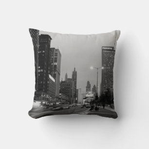 Chicago Michigan Avenue @ Night 1967 Windy City Throw Pillow