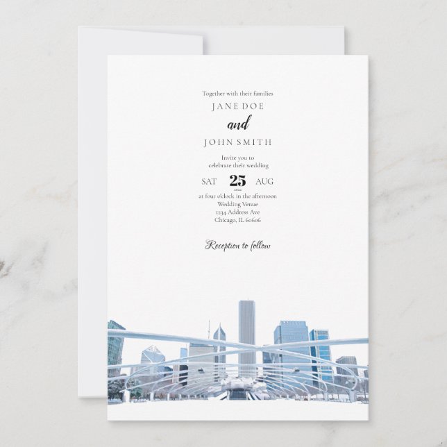 Chicago Millenium Park Wedding Invitation (Front)