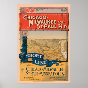 Chicago, Milwaukee & St Paul Rail Travel Poster