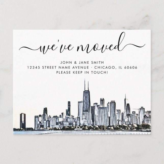 Chicago Moving Announcement Postcard (Front)